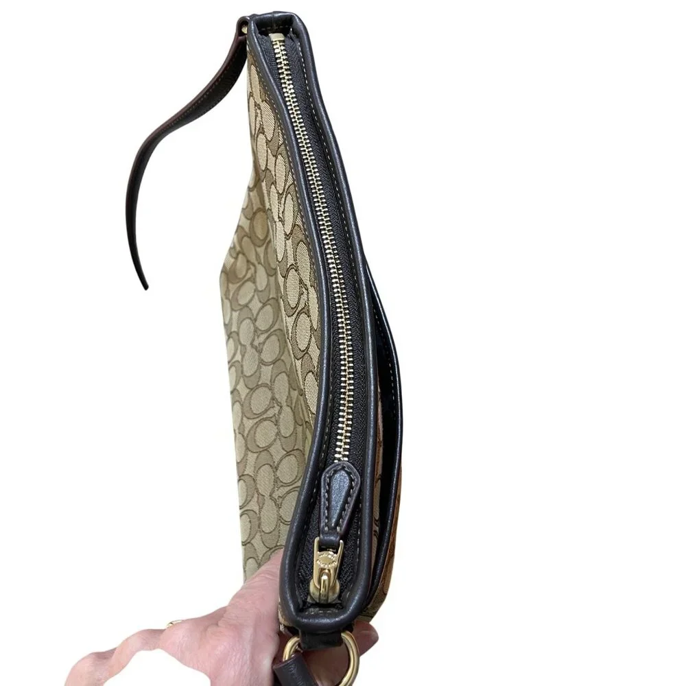 Coach Canvas File Crossbody In Signature Jacquard Brown Tan Gold - Picture 5 of 8